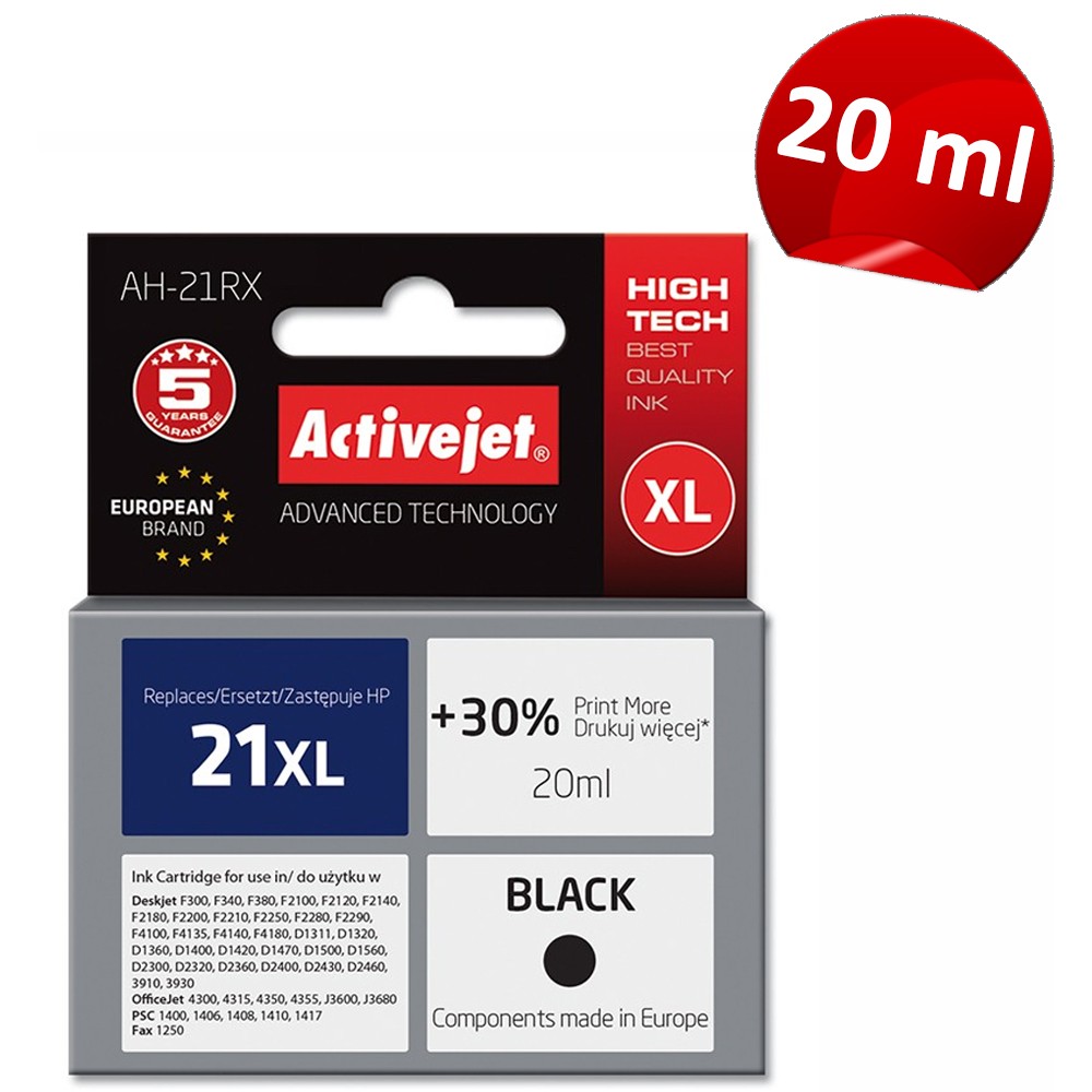 Cartus compatibil HP 21XL pentru HP, Premium Activejet, Garantie 5 ani - imagine 4